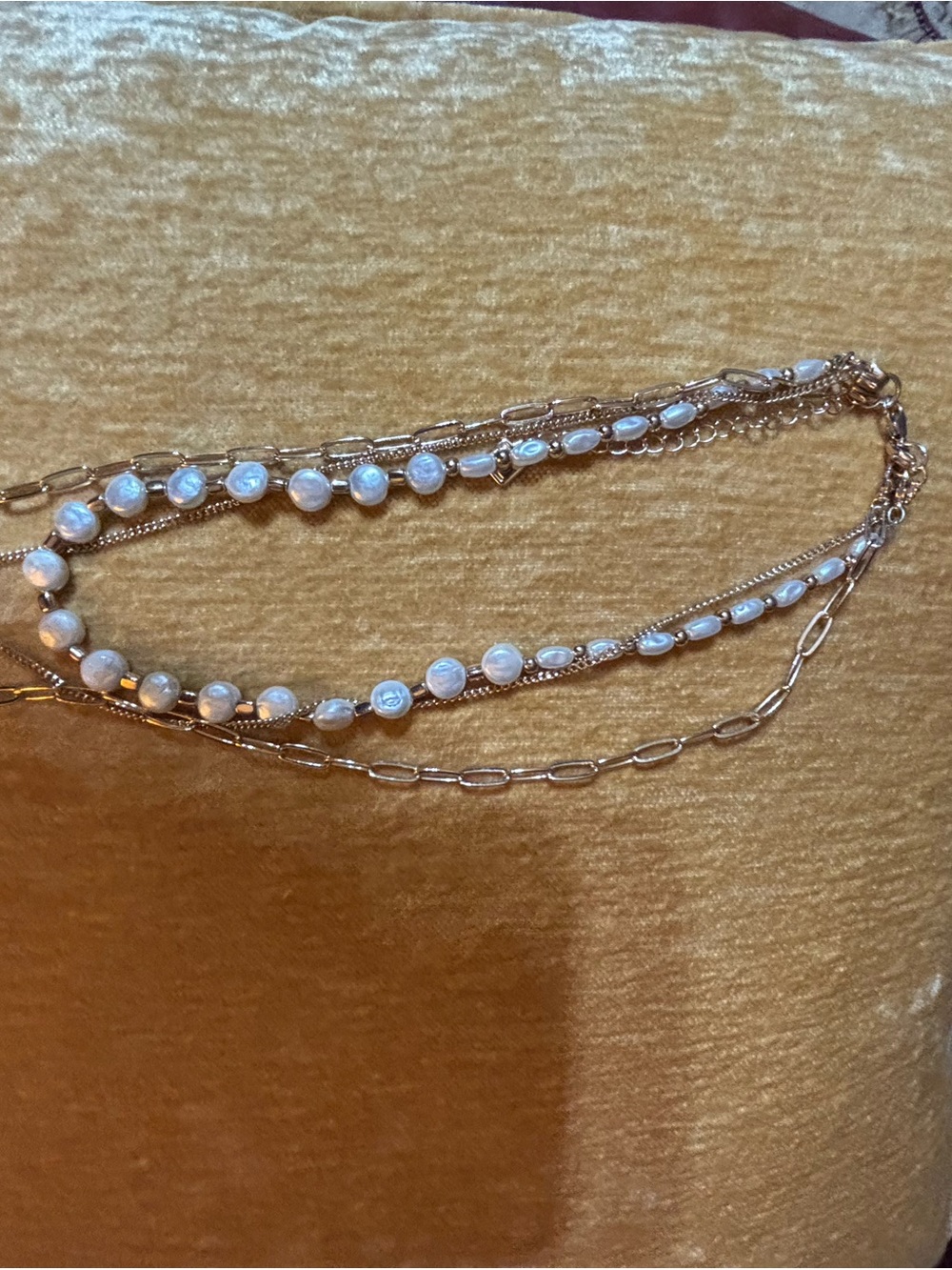 Park Lane Gold-Tone Layered Necklace with White Pearls